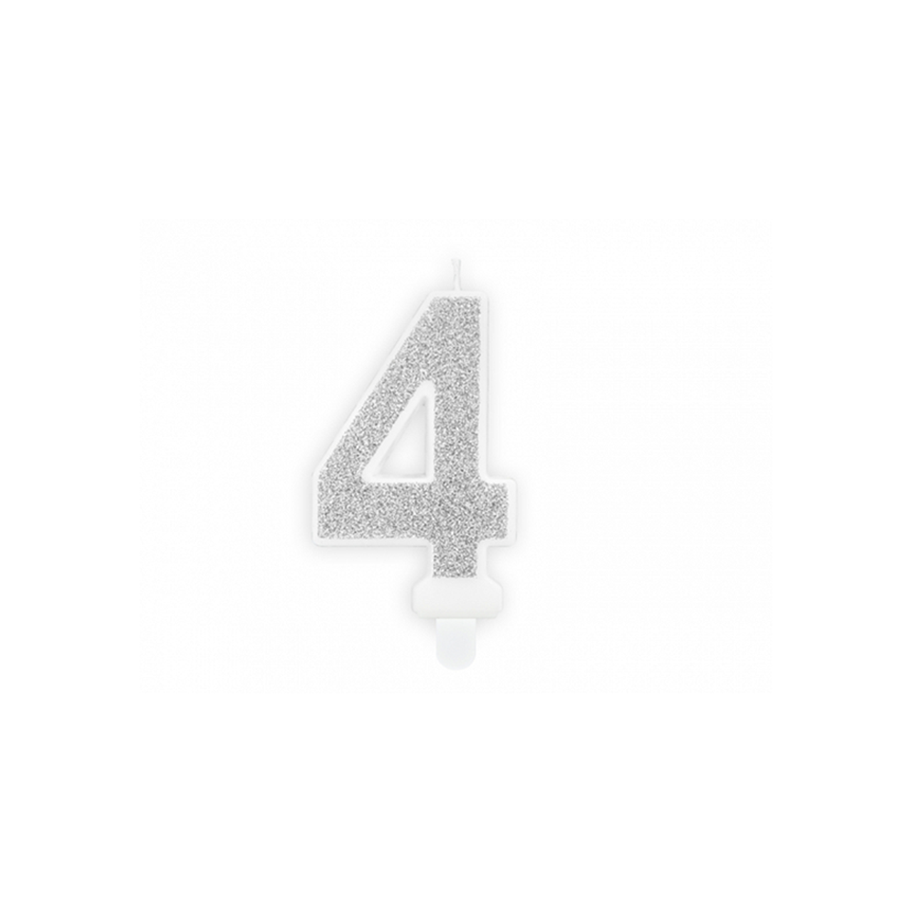 1 cake candle - number 4 - silver