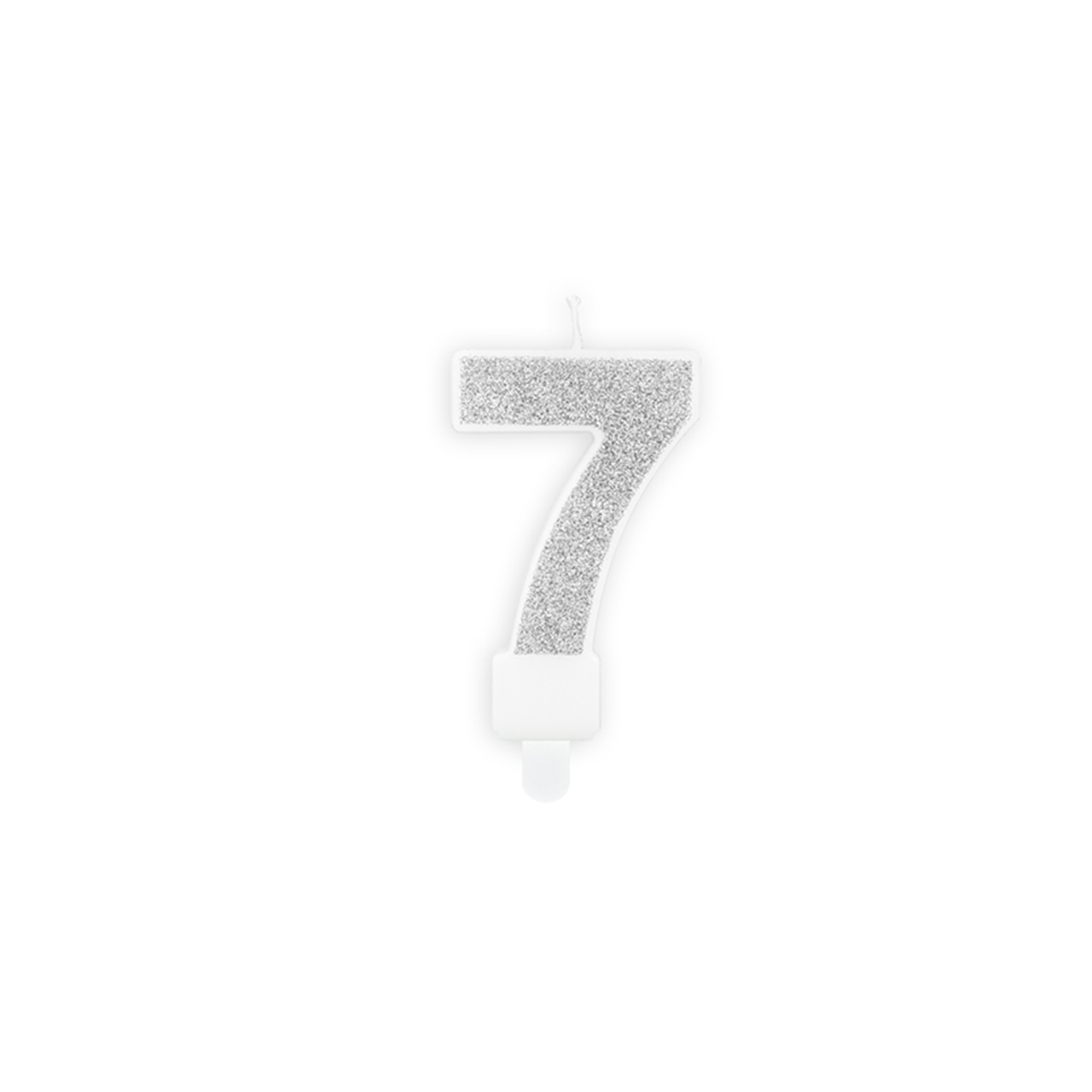 1 cake candle - number 7 - silver