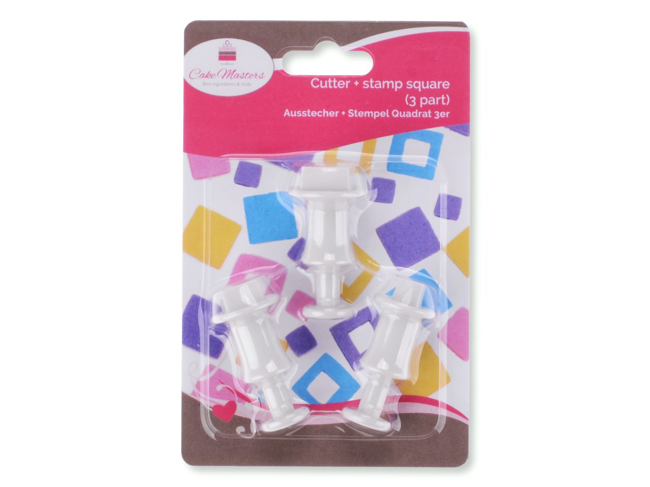 Cake-Masters cutter + stamp square 3-pack