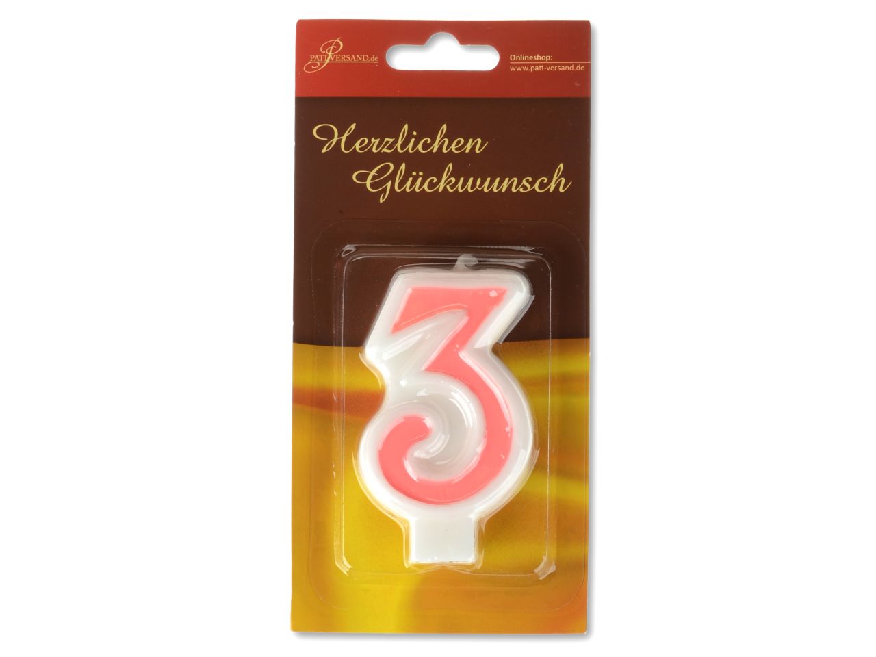 Pati-Versand pink number candle 3