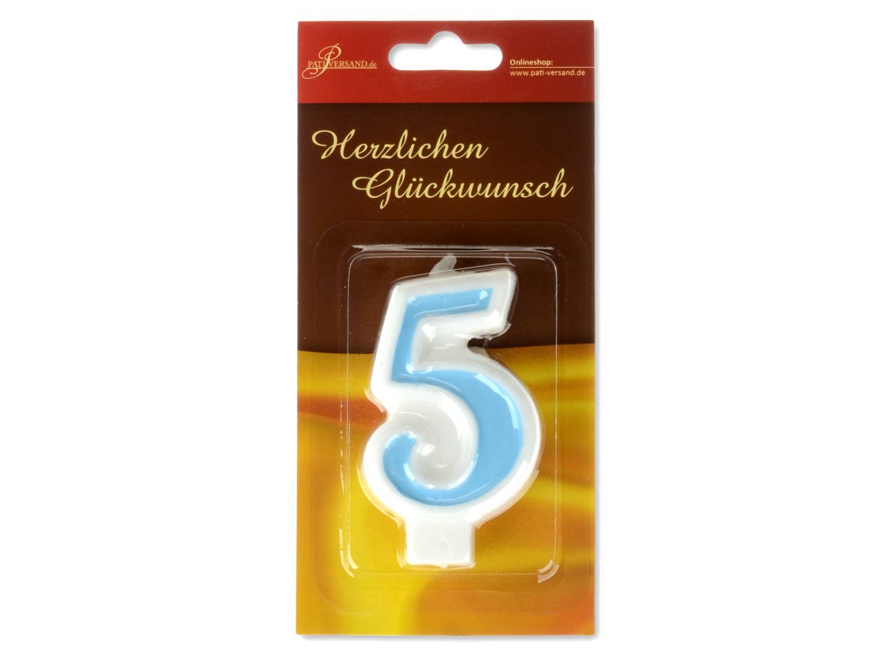 Pati-Versand number candle blue 5