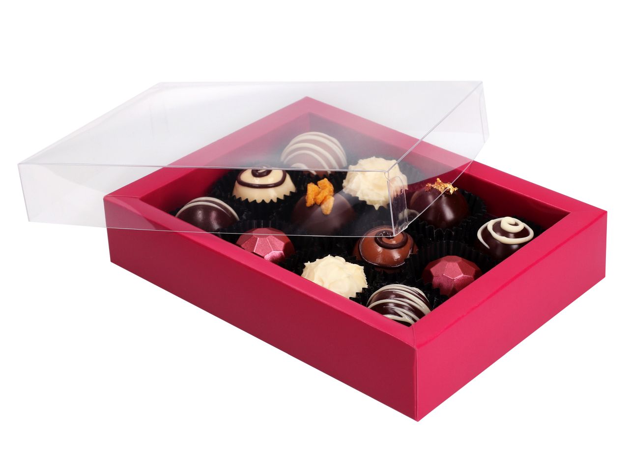 Truffle packaging for 12 truffles, ruby