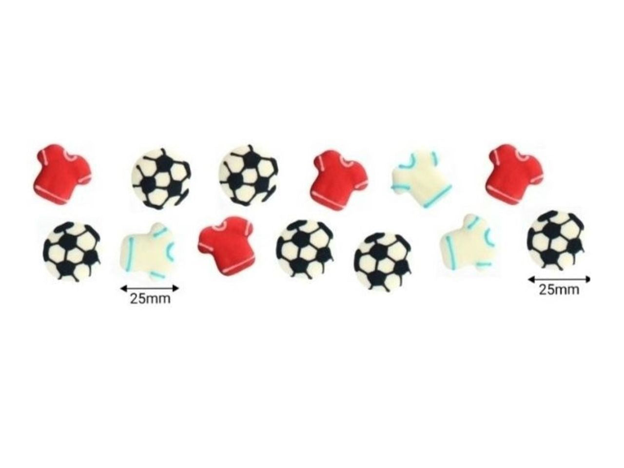 Culpitt Zuckerdekor Fußbälle & Trikots 25mm 12 Stück