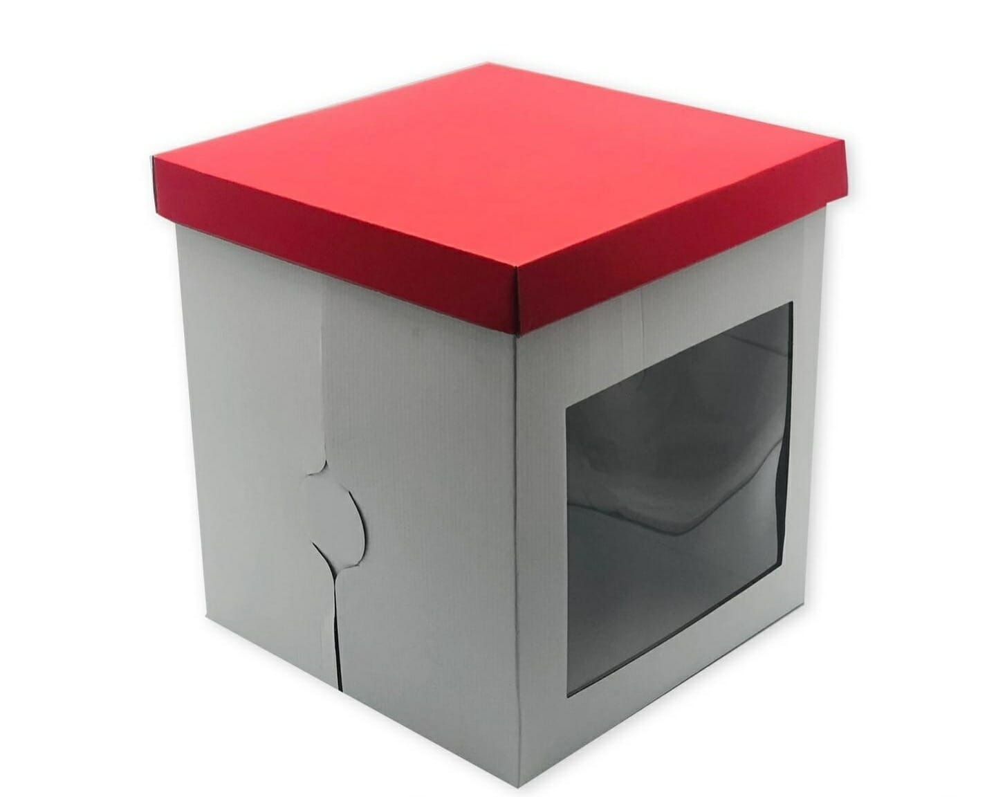 Cake box Classic white red lid 31x31x30cm