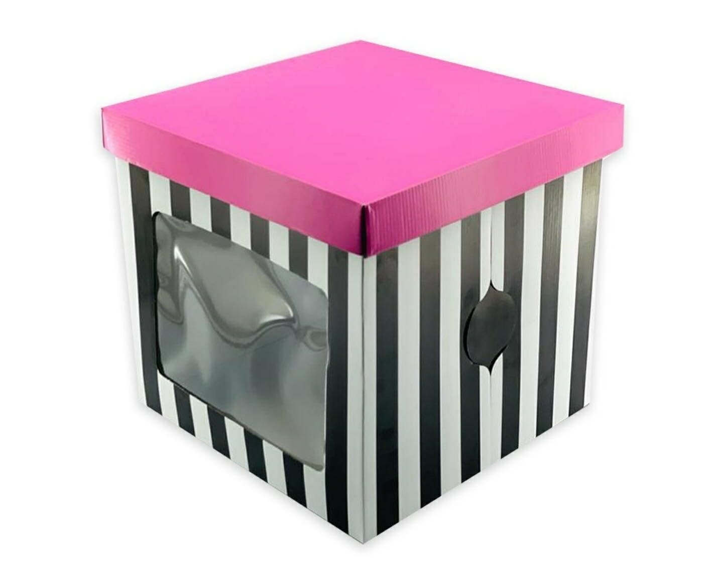 Tortenkarton Classic Pro schwarze Streifen Rosa deckel 31x31x30cm