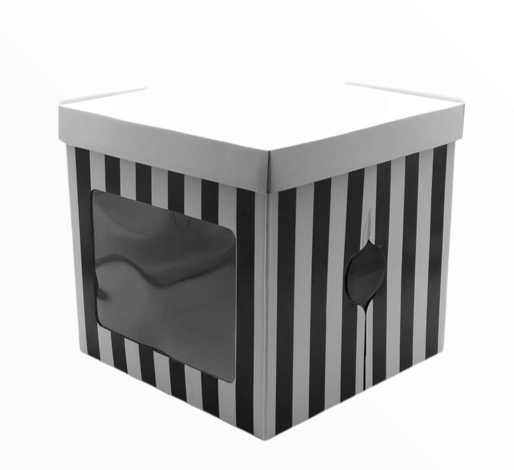 Cake box Classic Pro black stripes white lid 31x31x30cm