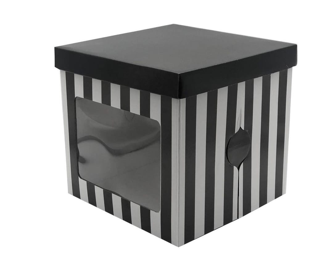 Cake box Classic Pro Black Stripes black lid 31x31x30cm