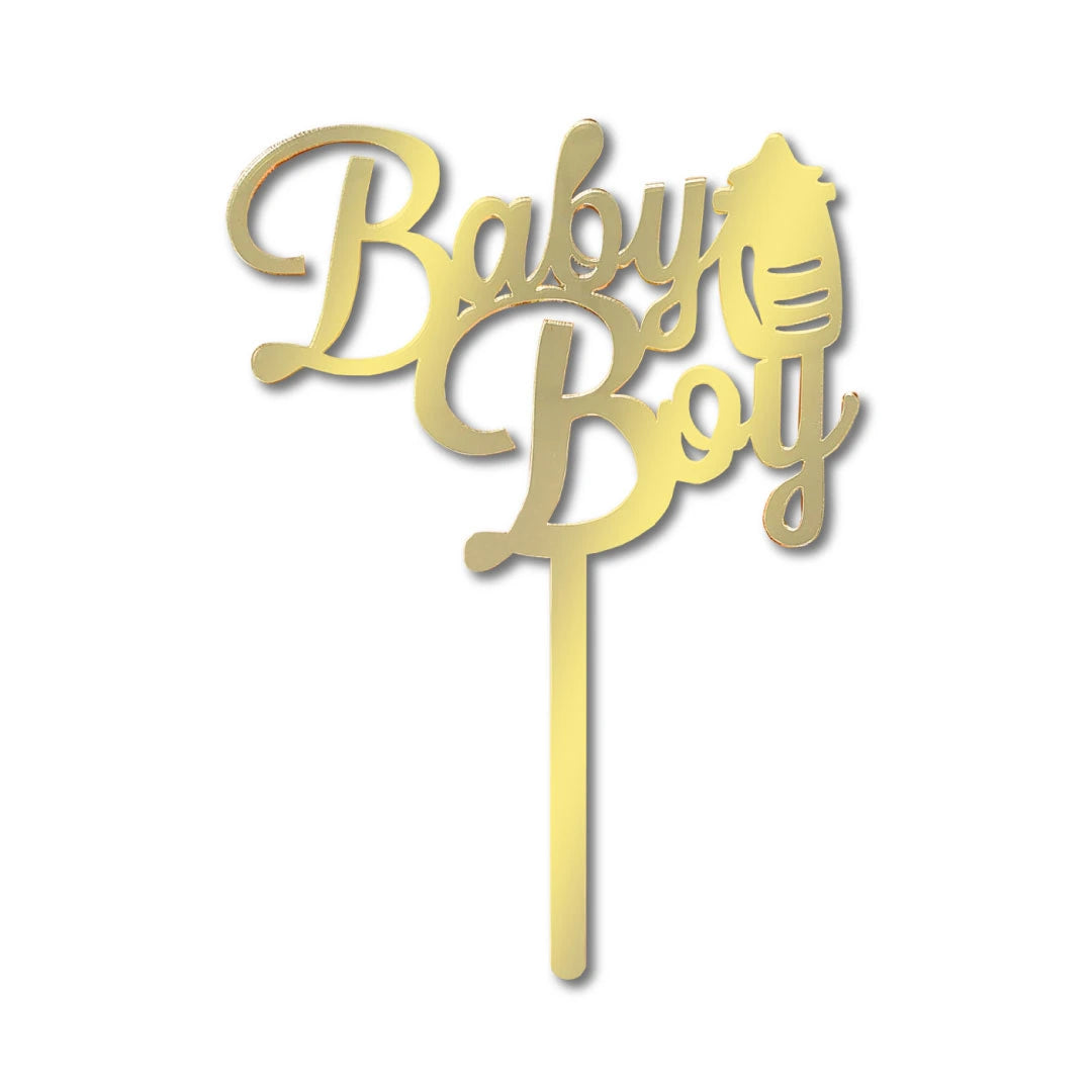 CakeEvents cake topper "Baby Boy" gold