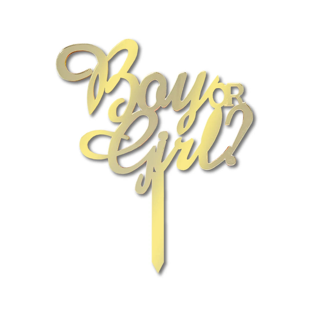 Cake Topper "BoyOrGirl" Gold