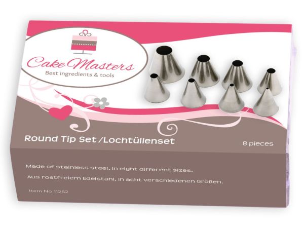 Cake-Masters perforated nozzle set 8 pieces.