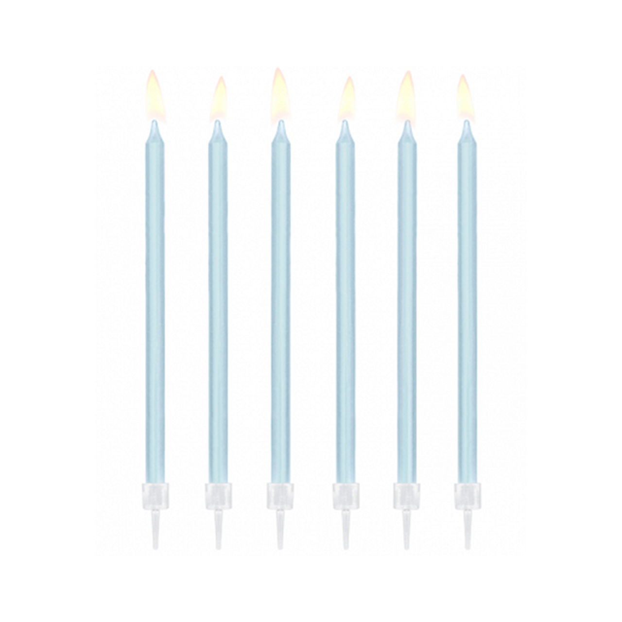 12 cake candles XL with holder - light blue