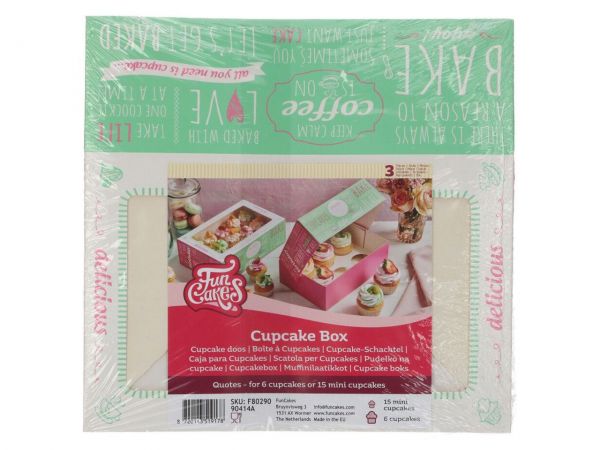 FunCakes Cupcake Box Zitate 24x16x8cm, inkl. Einlage, 3 Stück