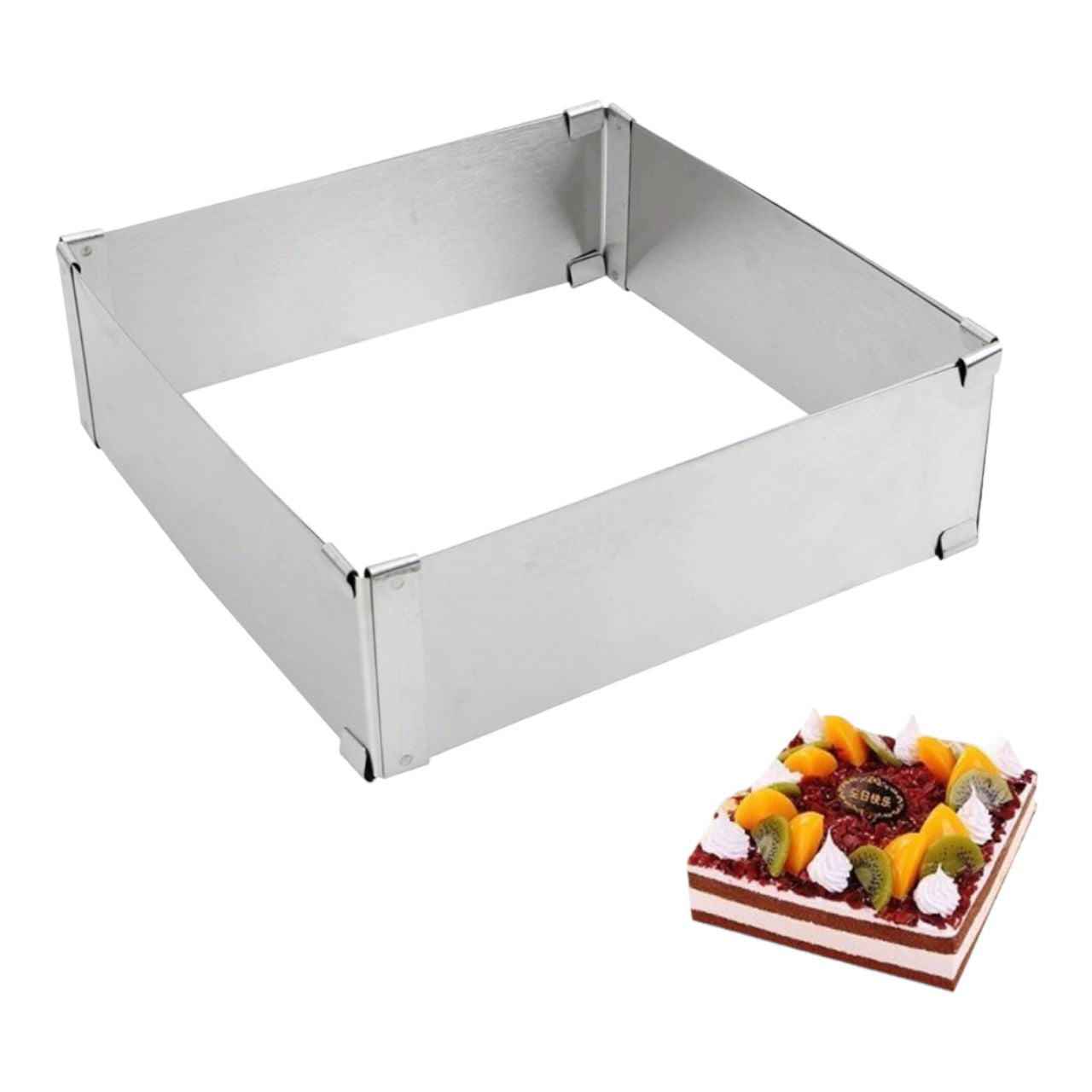 Baking pan / cake ring square adjustable 20x20 cm, height 15 cm 