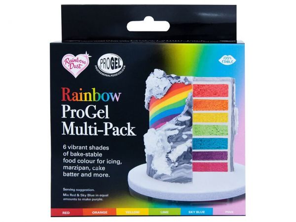 Rainbow Dust Lebensmittelfarbe ProGel Multipack Rainbow 6x25g