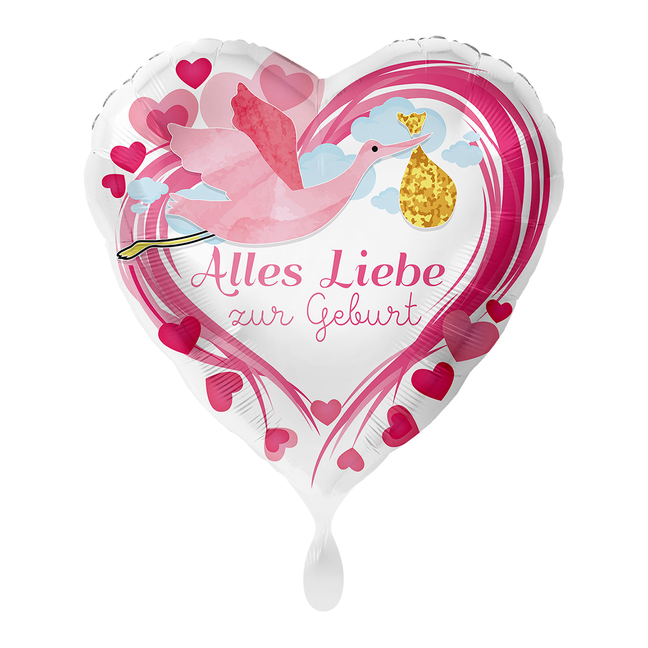 1 Ballon - Alles Liebe zur Geburt Pink