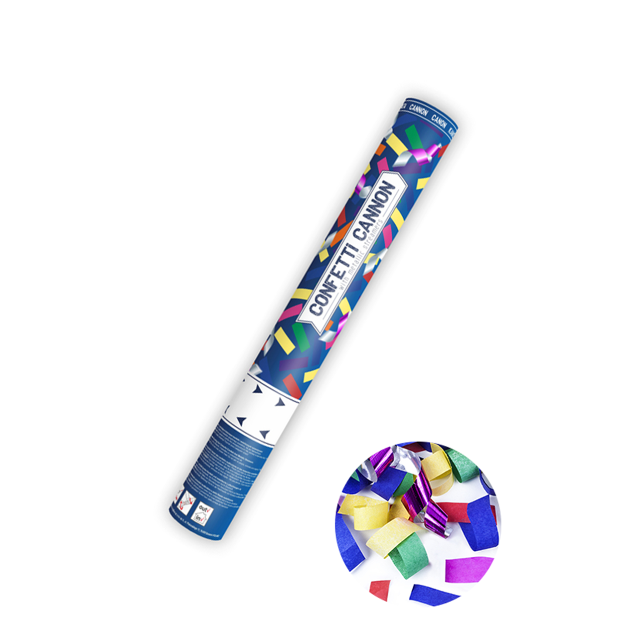 1 confetti cannon - 40cm - MIX - paper &amp; metallic stripes - colorful 