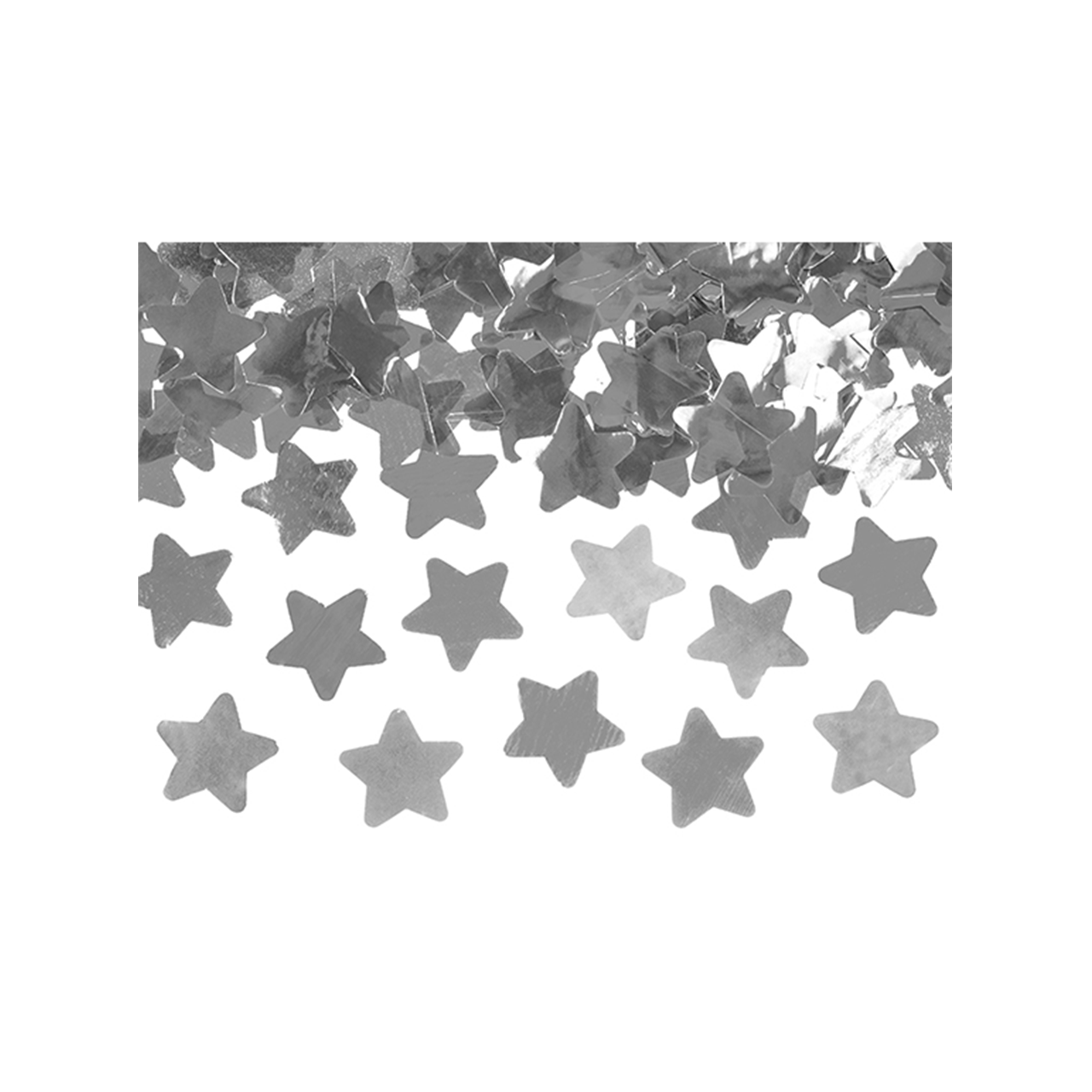 1 Konfettikanone - 40cm - Metallic - Stars - Silber