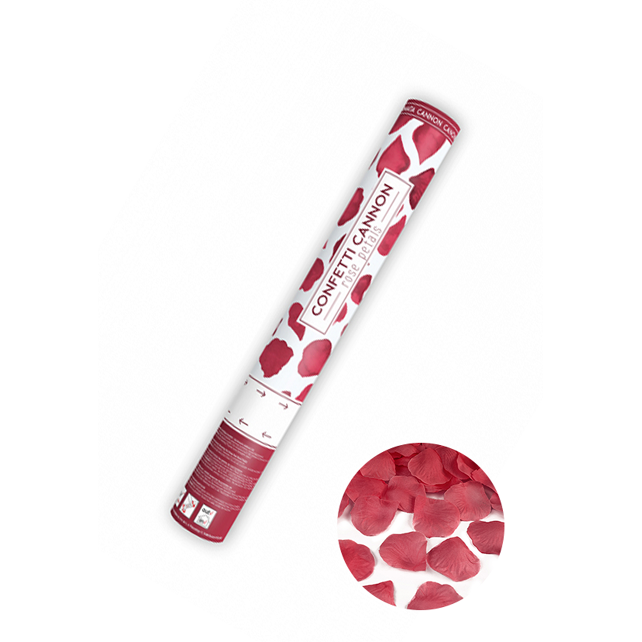 1 confetti cannon - 40cm - rose petals - red 