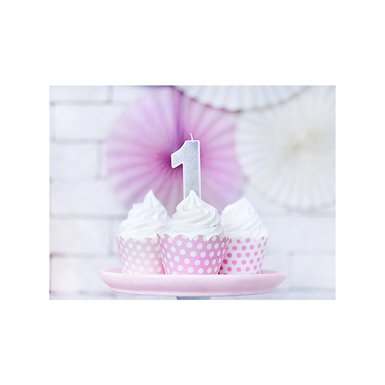 1 cake candle - number 1 - silver 