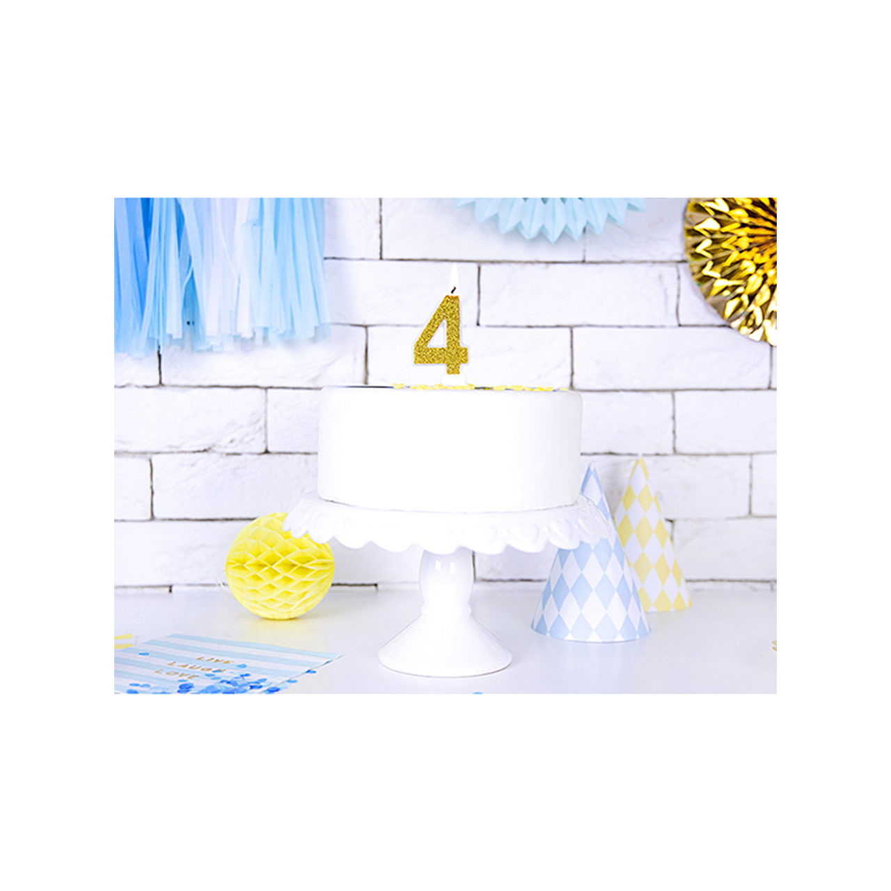 1 cake candle - number 4 - gold 