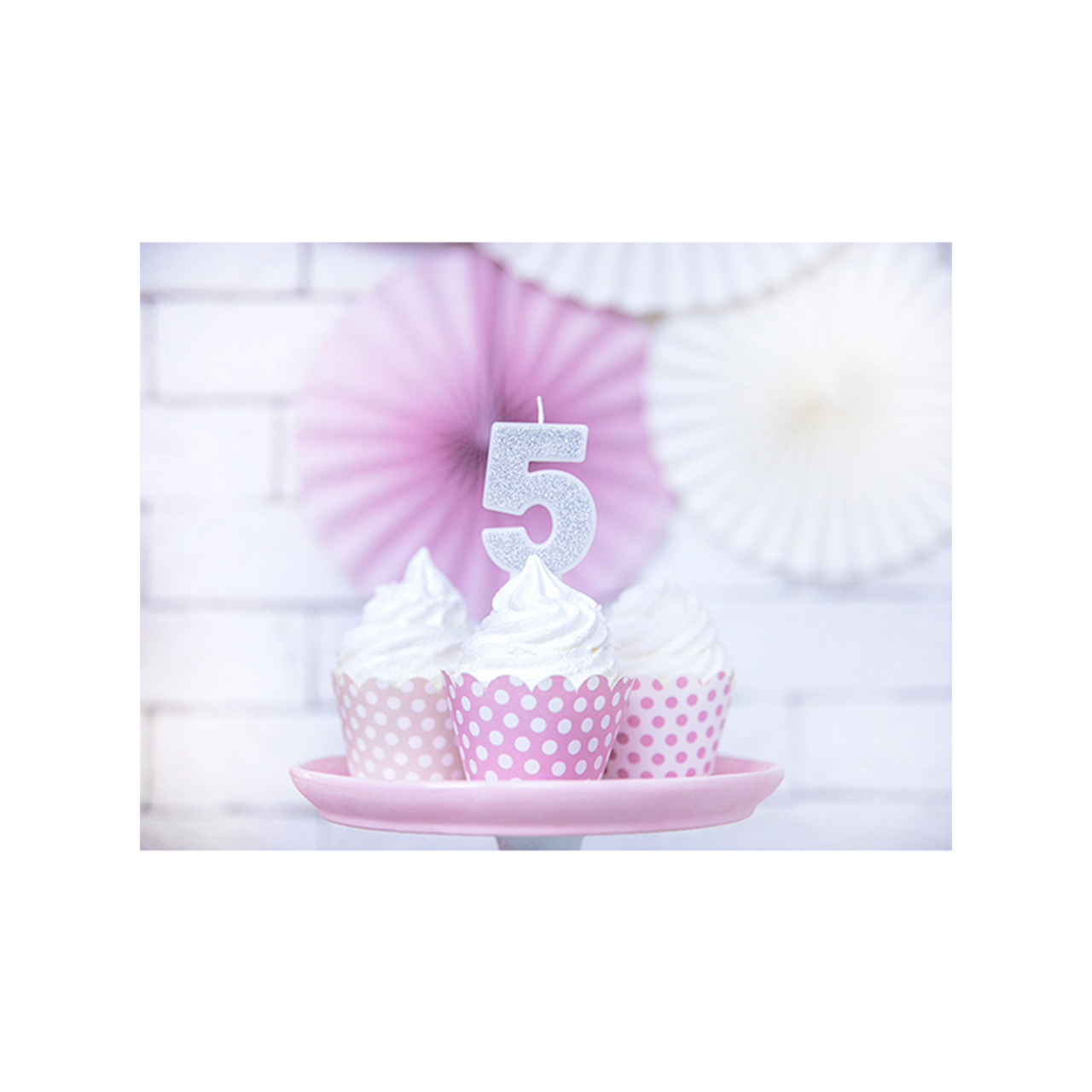 1 cake candle - number 5 - silver 