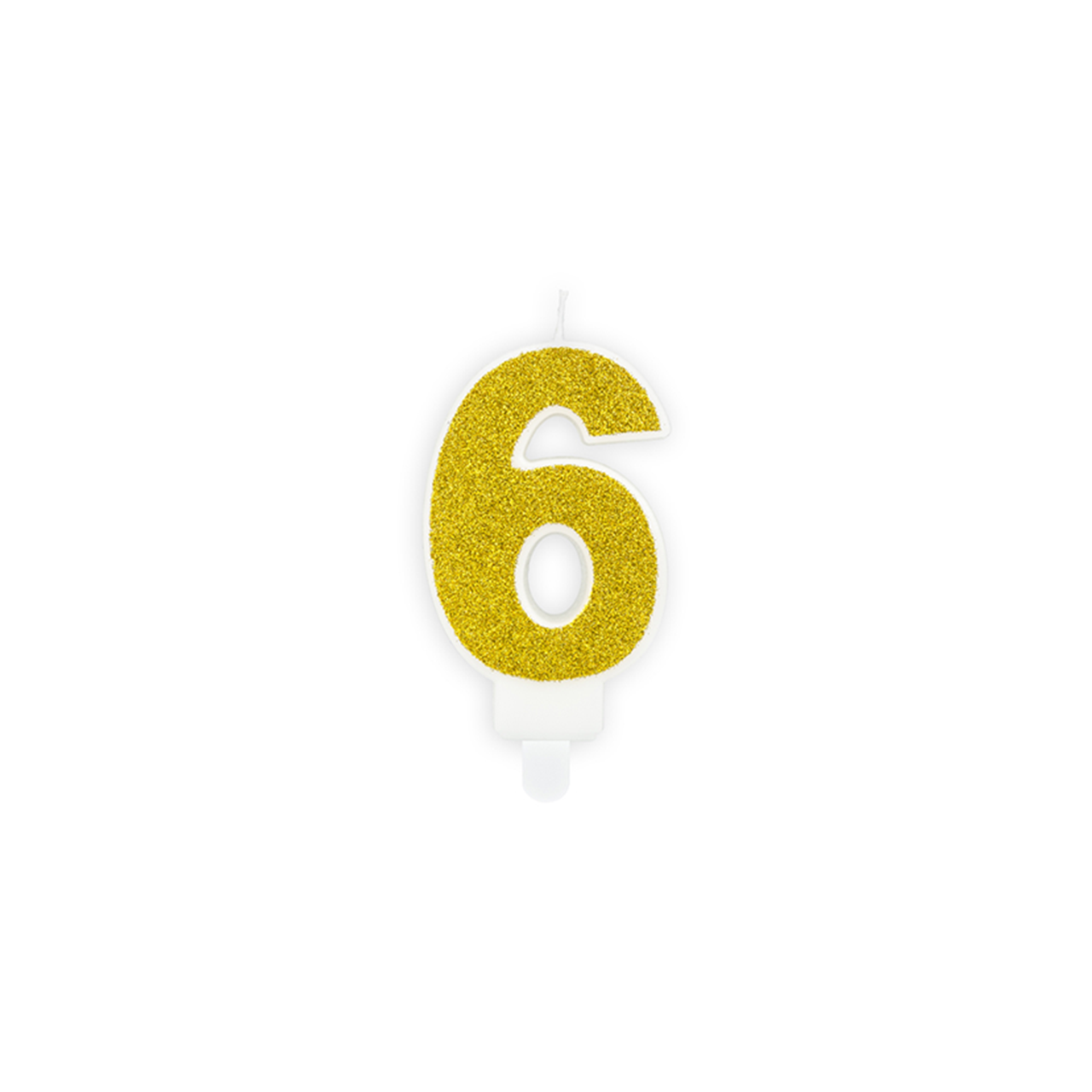 1 cake candle - number 6 - gold 