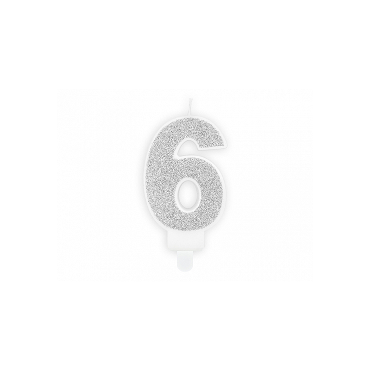 1 cake candle - number 6 - silver 