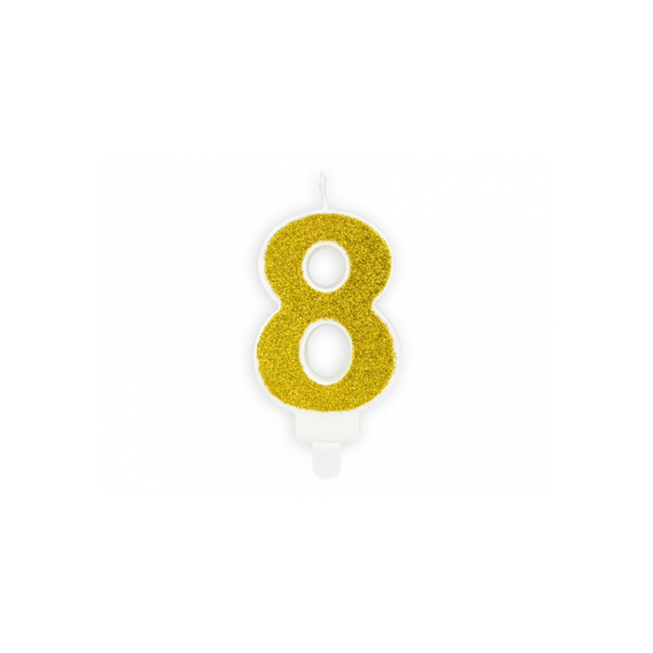 1 cake candle - number 8 - gold 