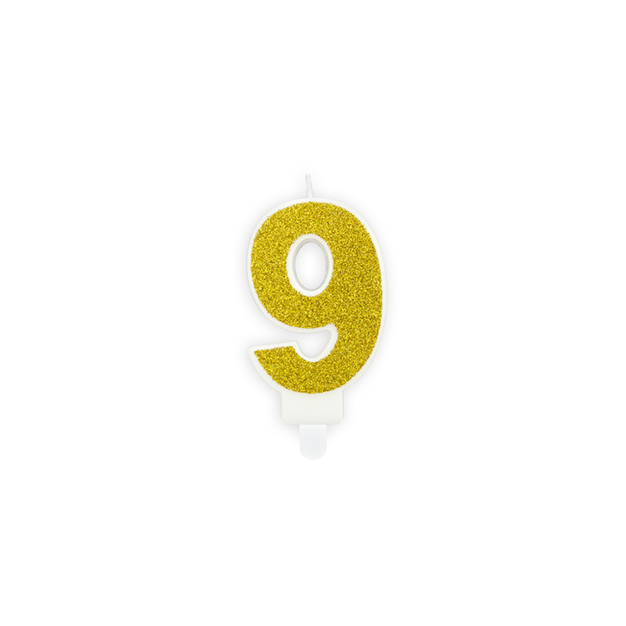 1 cake candle - number 9 - gold 