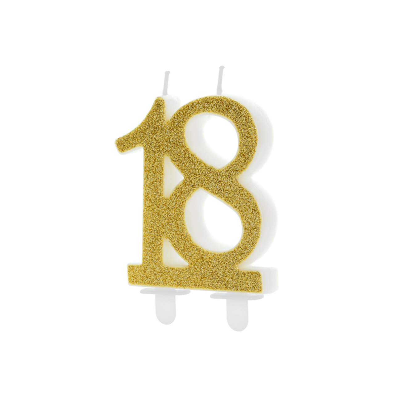 1 cake candle XL - number 18 - gold glittery 