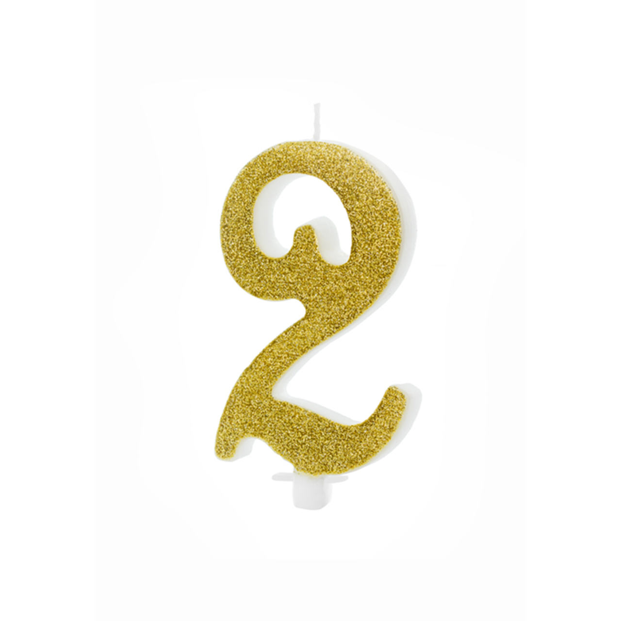 1 cake candle XL - number 2 - gold glittery 