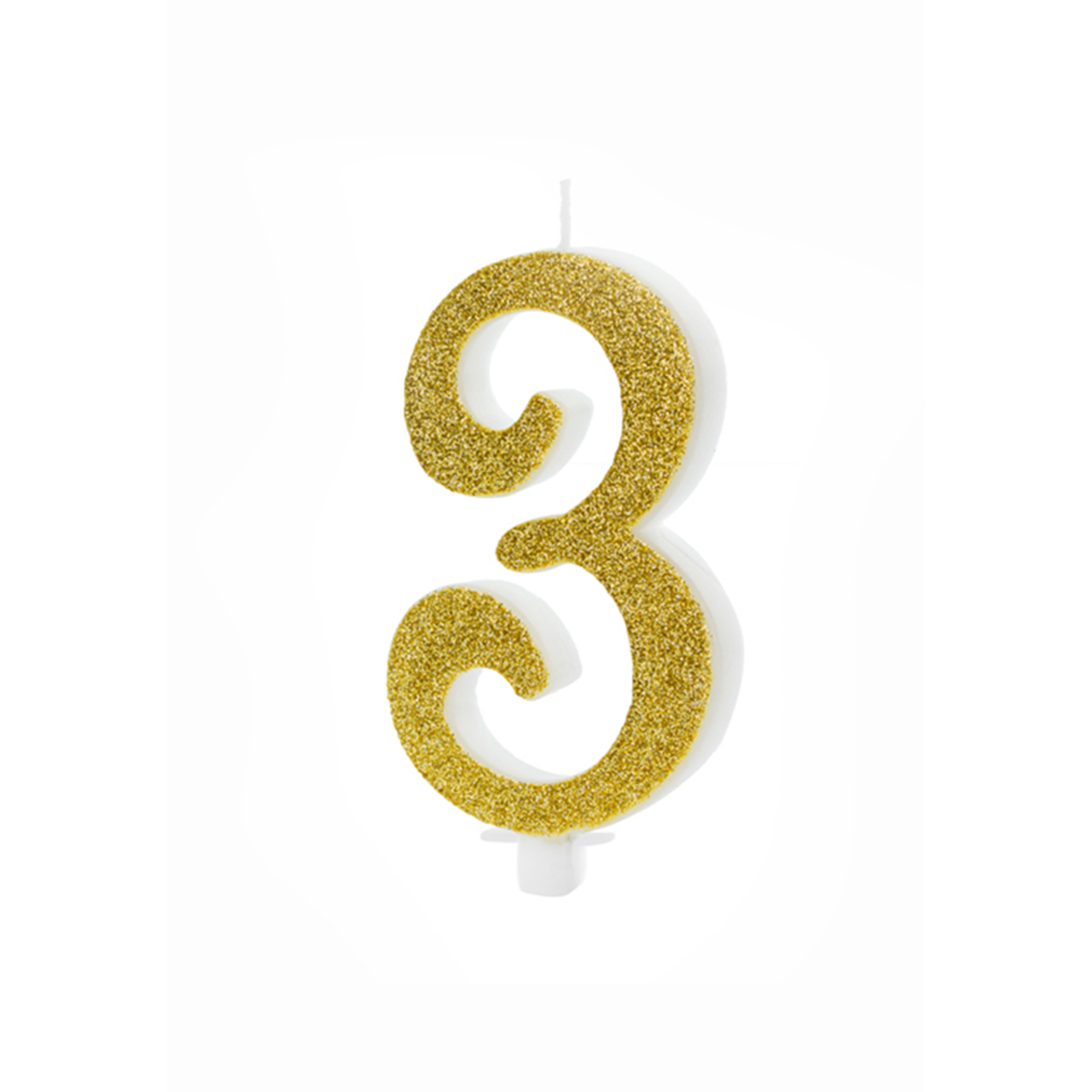 1 cake candle XL - number 3 - gold glittery 