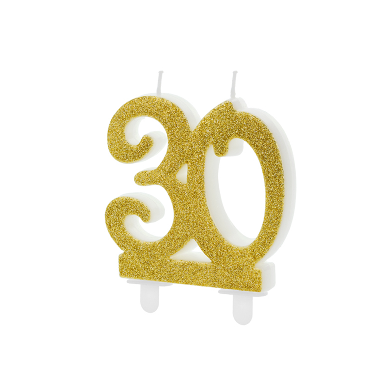 1 cake candle XL - number 30 - gold glittery 