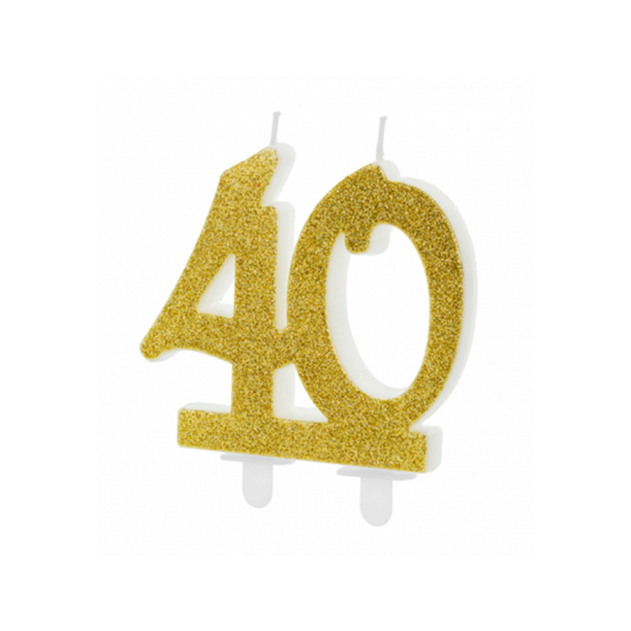 1 cake candle XL - number 40 - gold glittery 