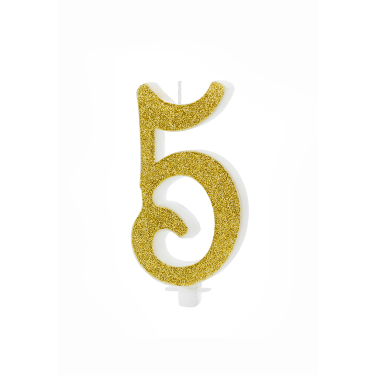 1 cake candle XL - number 5 - gold glittery 