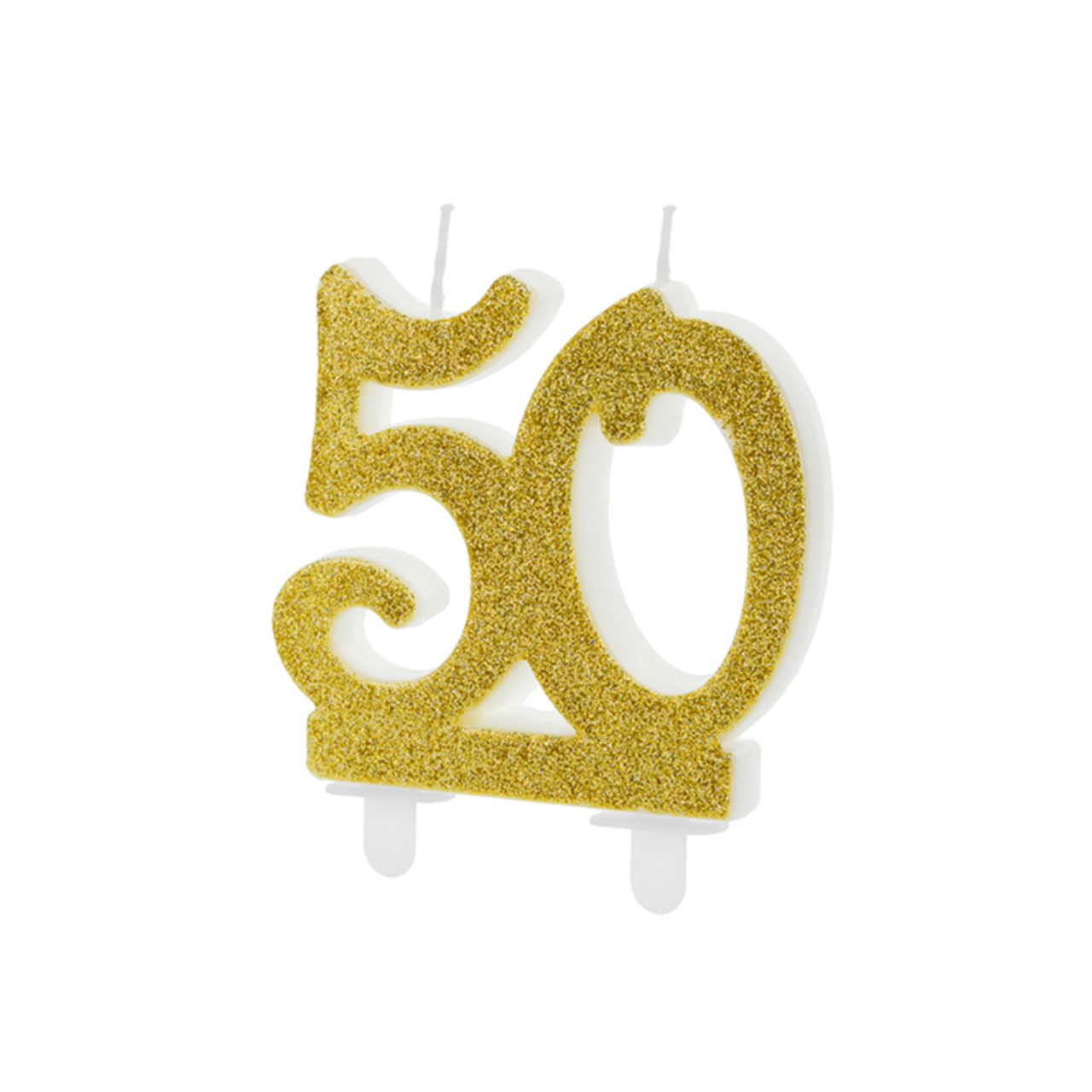 1 cake candle XL - number 50 - gold glittery 