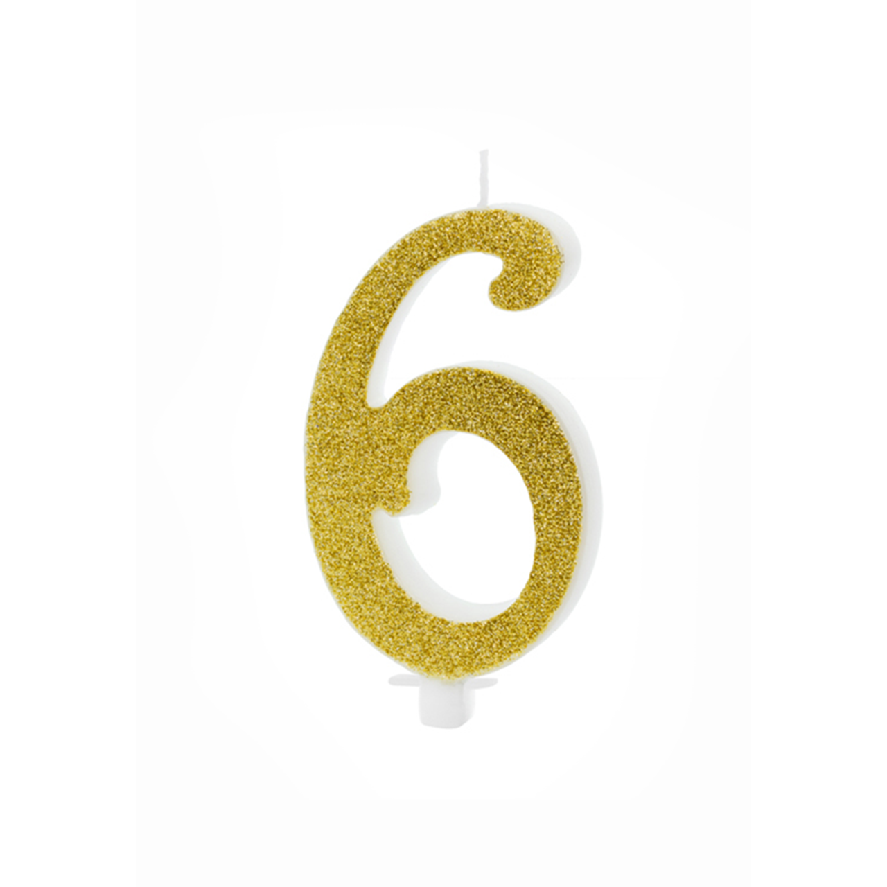 1 cake candle XL - number 6 - gold glittery 