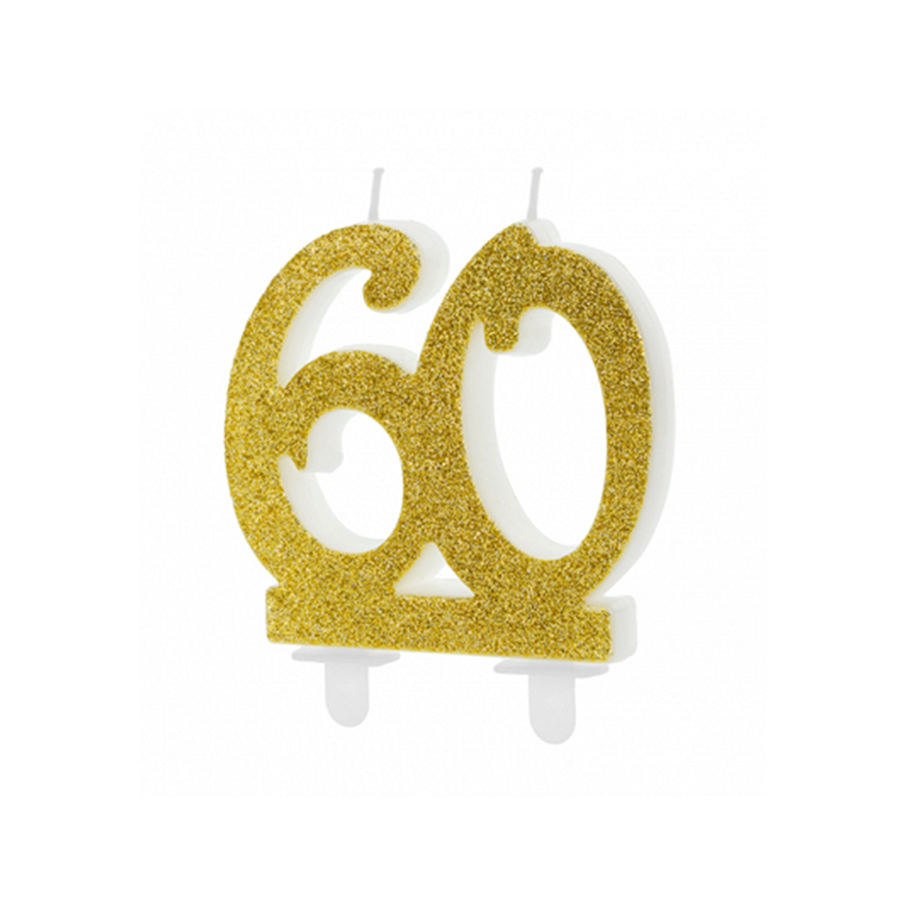 1 cake candle XL - number 60 - gold glittery 