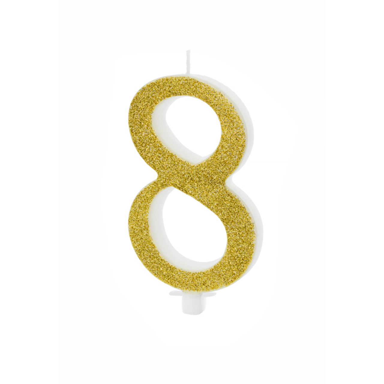 1 cake candle XL - number 8 - gold glittery 