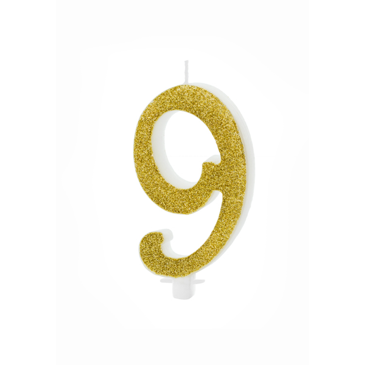 1 cake candle XL - number 9 - gold glittery 