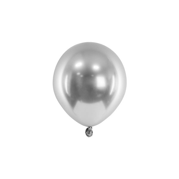 50 mini balloons - Ø 12cm - Glossy - Silver