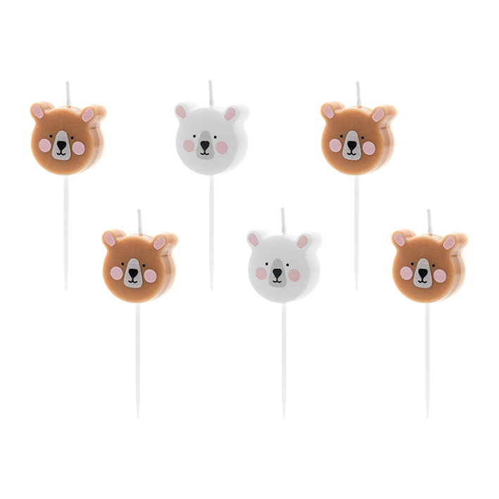 6 cake candles - Bear