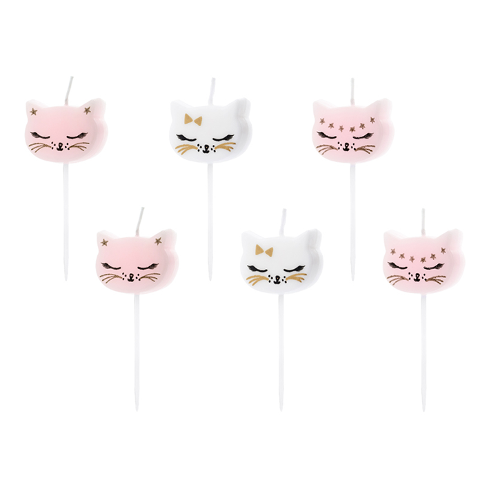 6 cake candles - Cat