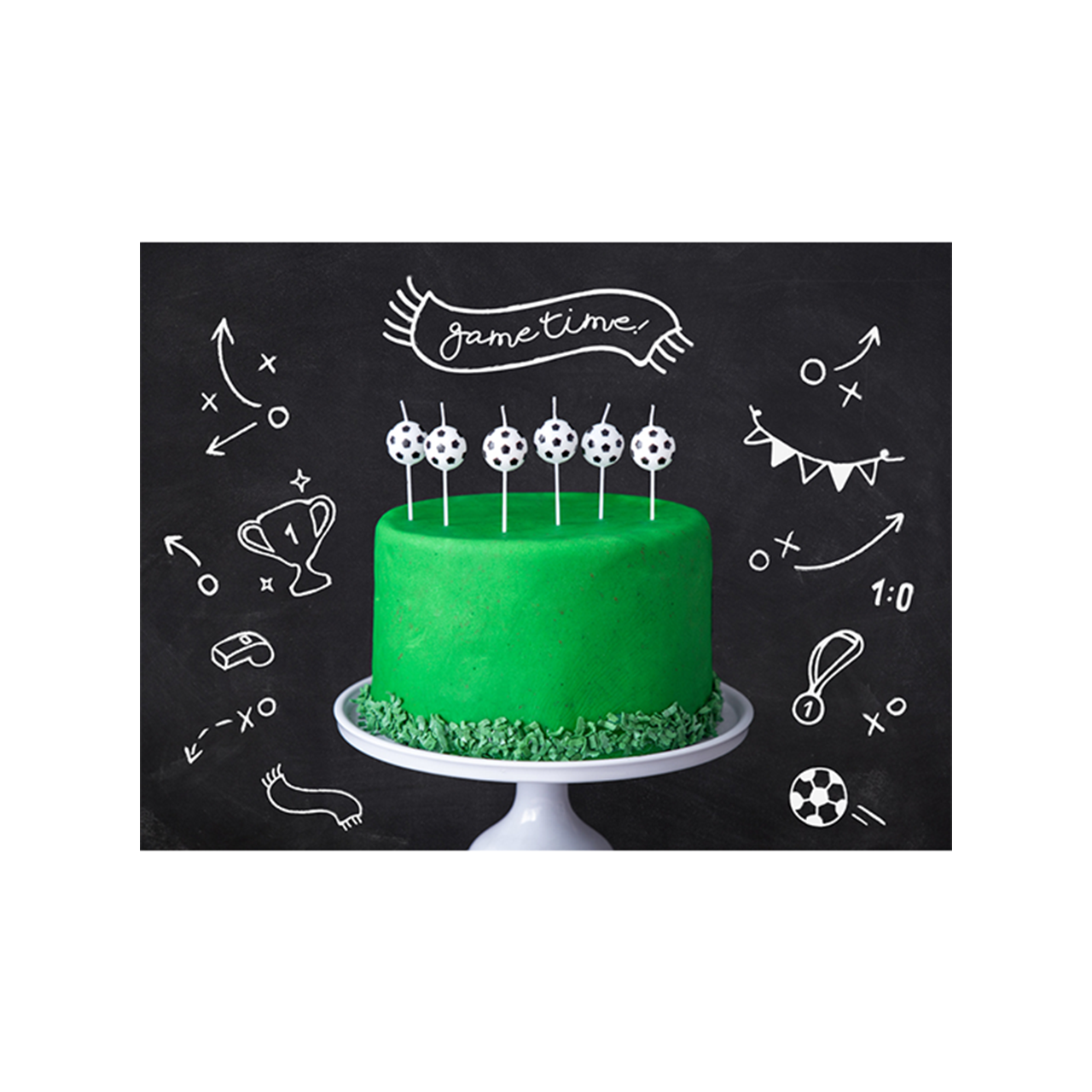 6 cake candles - football