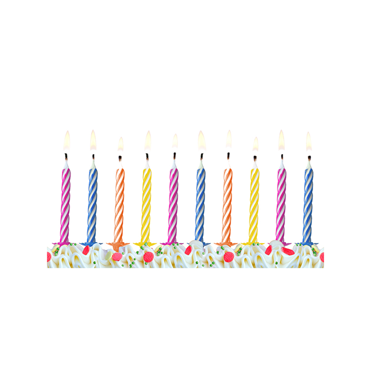 10 cake candles with holder - colored