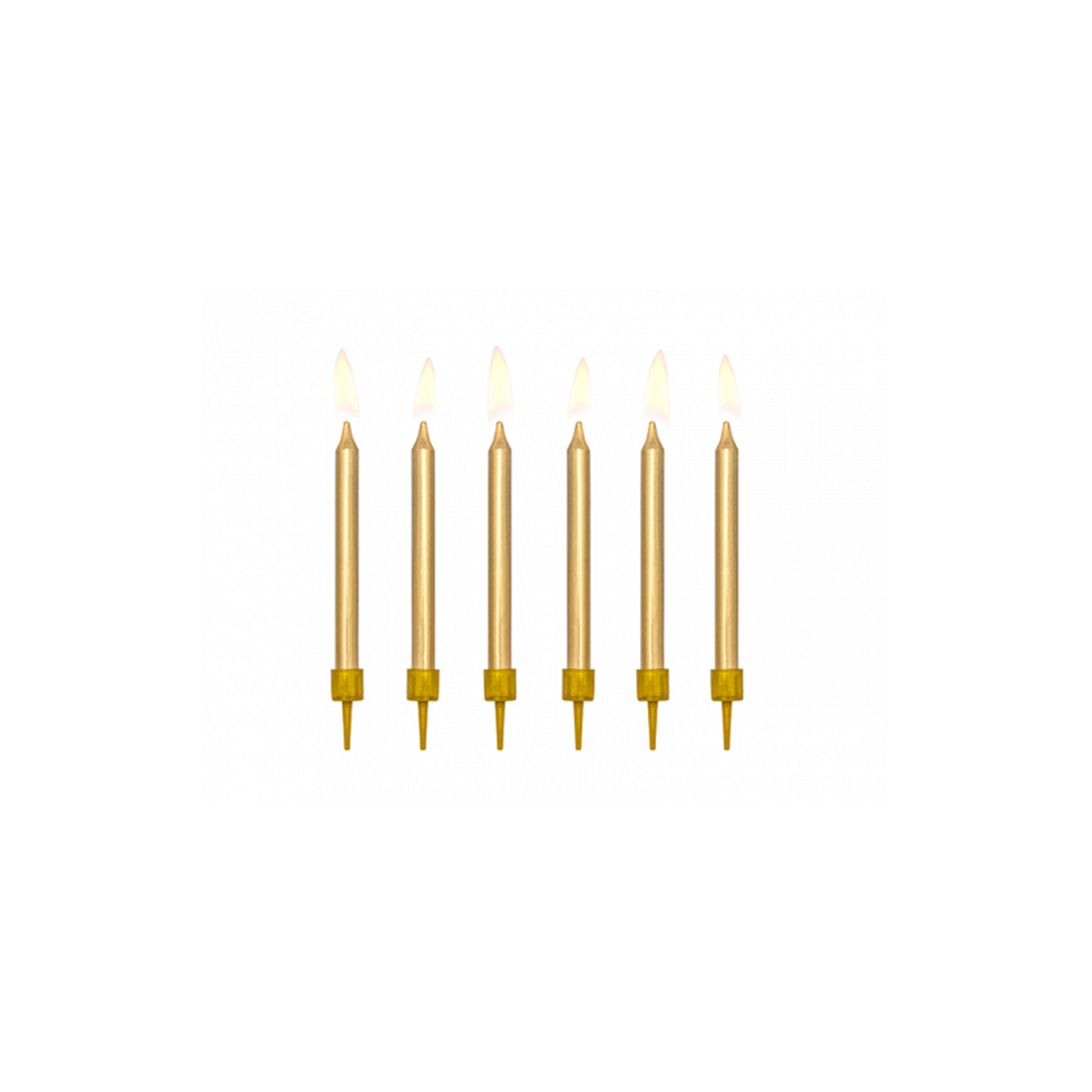 6 cake candles with holder - gold