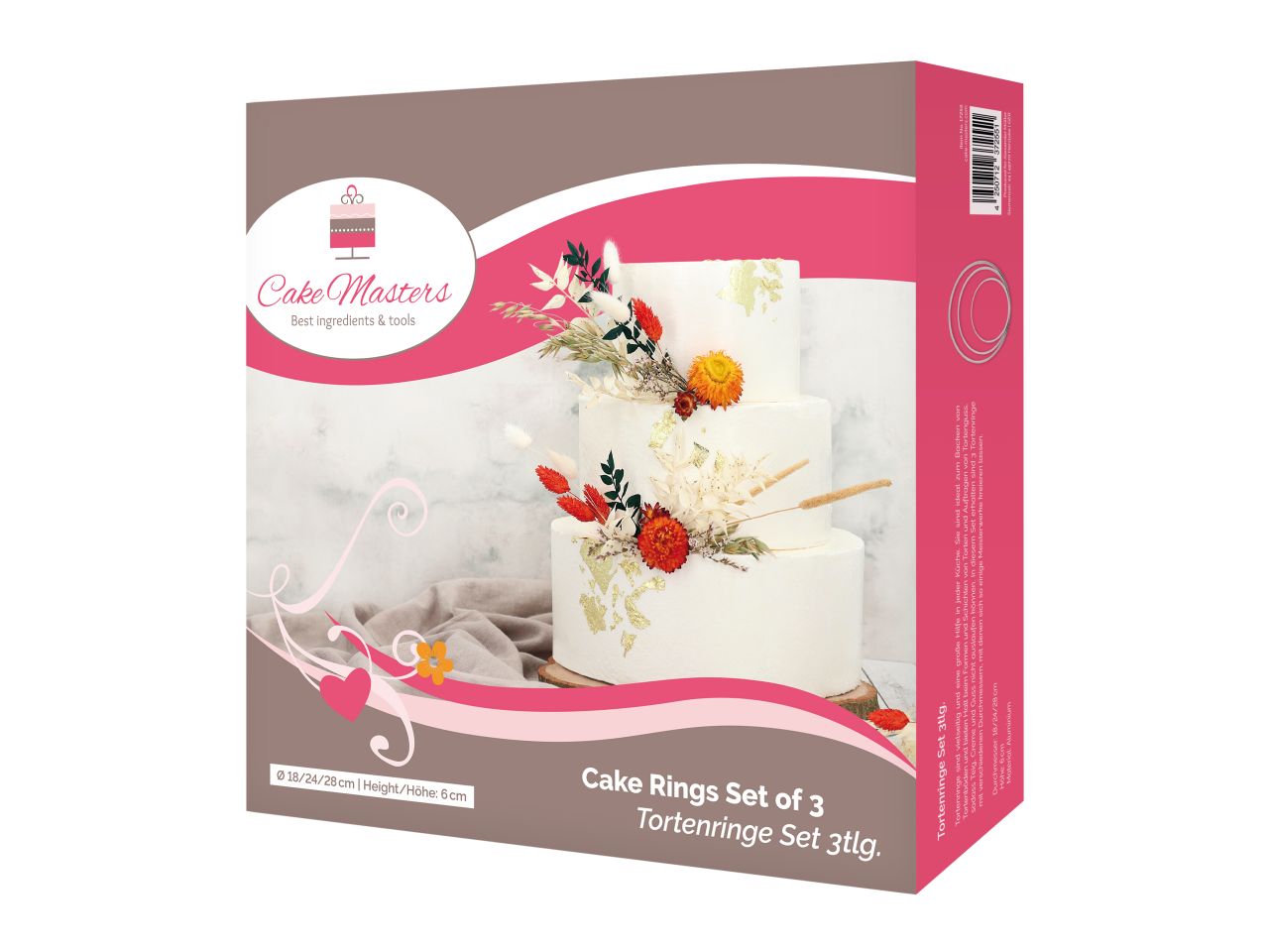Cake-Masters Tortenringe rund 18, 24, 28cm, Höhe: 60mm