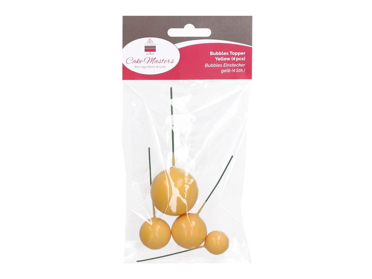 Cake-Masters Bubbles sarı tıkaçlar 4 parça