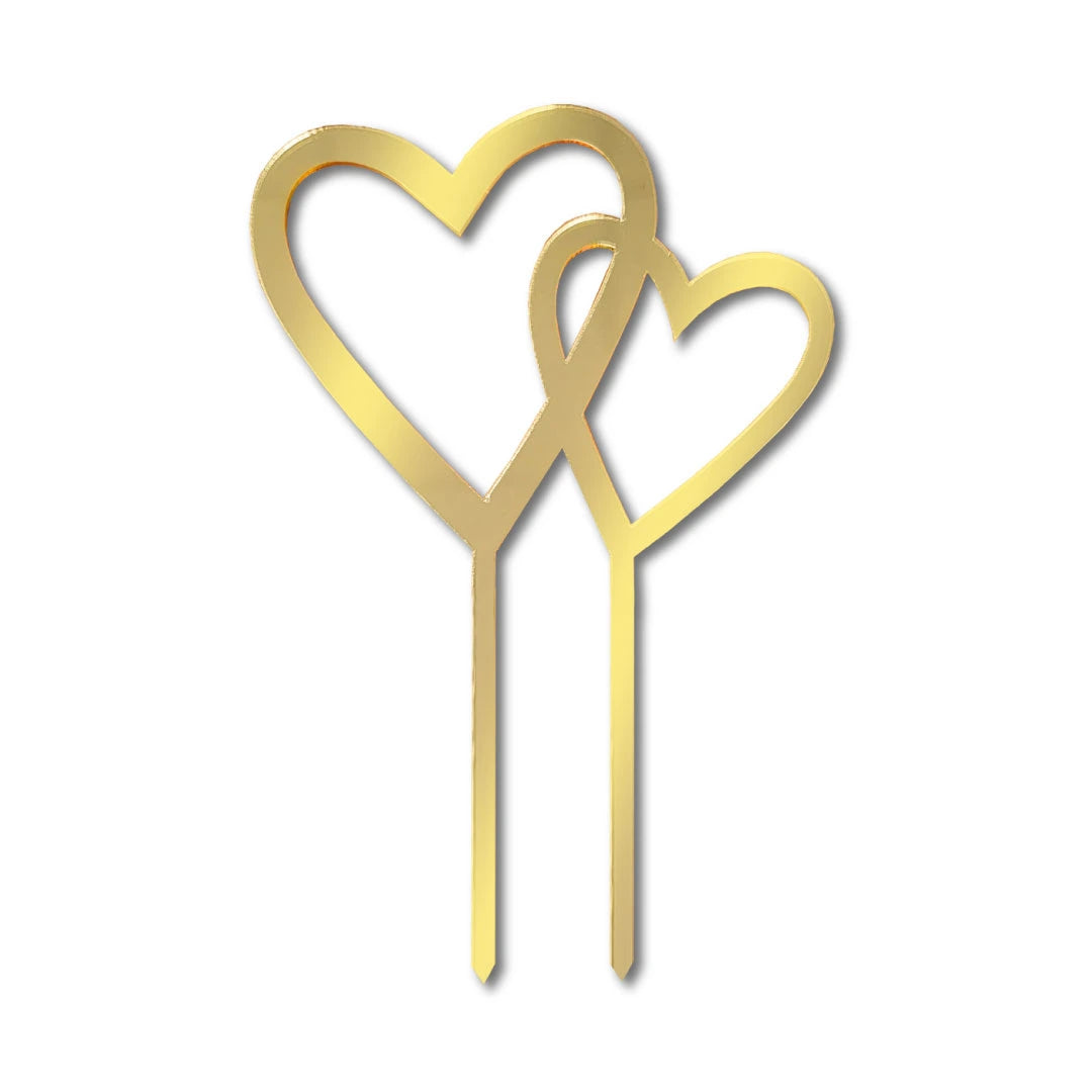 Cake Topper "Double Heart" Gold