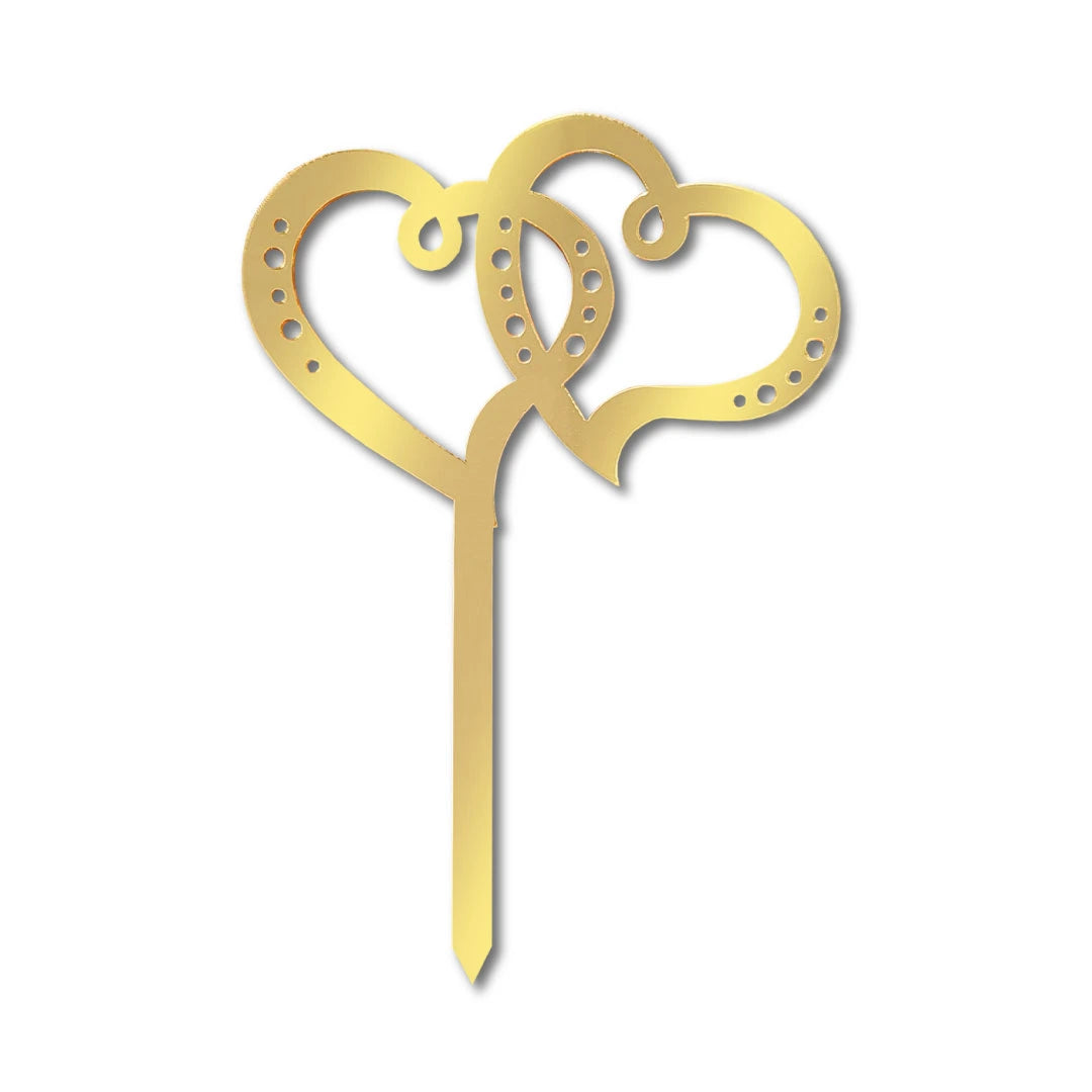 Cake Topper "DoubleHeart" Gold